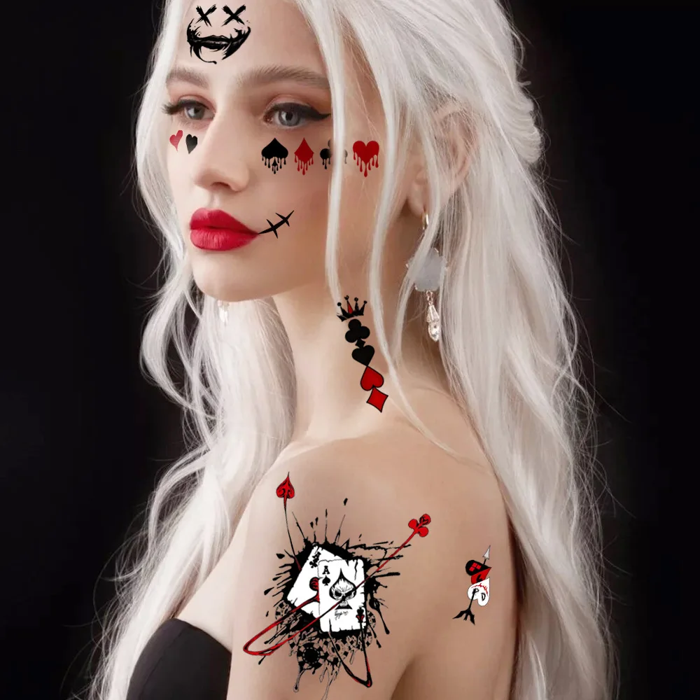 Halloween Ghost Face Clown Temporary Tattoo Stickers for Holiday Party Arm & Face Decorations