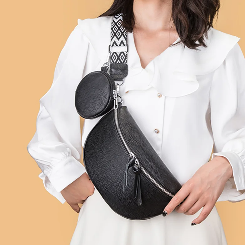 

Однотонная сумка через плечо из воловьей кожи первого слоя с отделением для монет, Женская нагрудная сумка высокого качества, женская модная поясная сумка