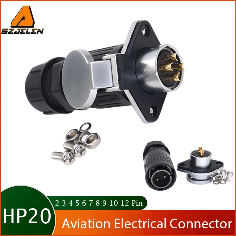 

New HP20 IP67 Waterproof Aviation Electrical Connector Panel Mount Connectors 2/3/4/5/6/7/8/9/10/12Pin Wire Connector 퀵커넥터