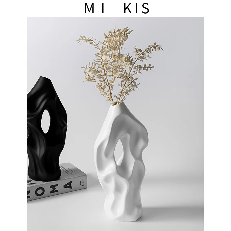 Mikis Abstract Art Ceramic Sculpture Decorative Flower Vase Mountain Shape Luxury Living Room Decorative Tabletop Flower Pot