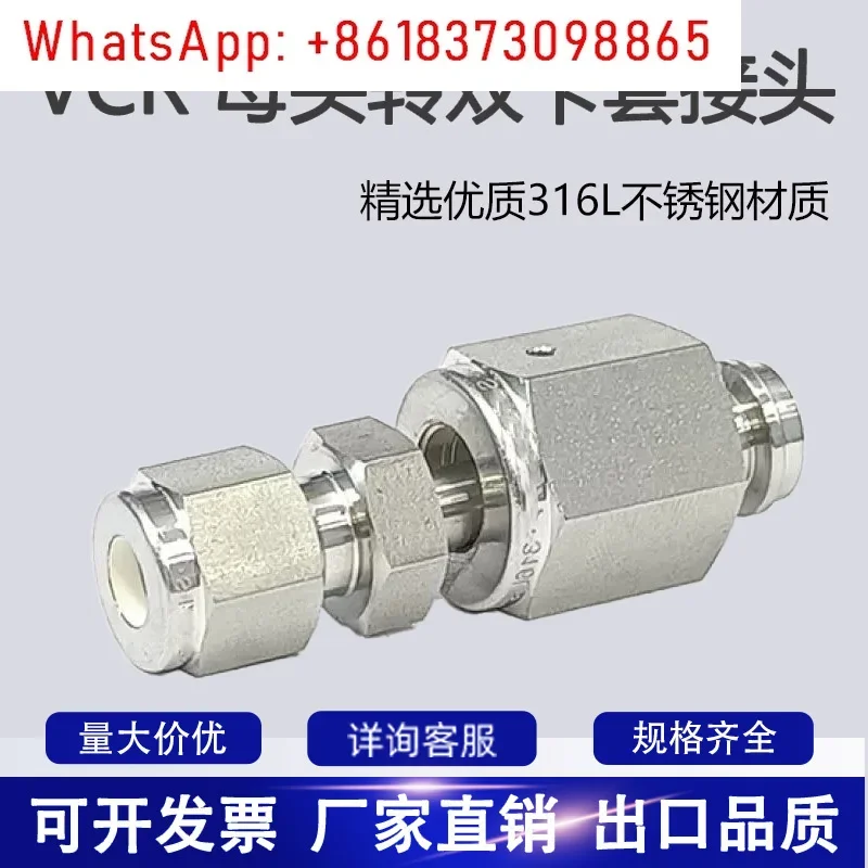 1/8 1/4 1/2" in. Konektor VCR betina ke 1/8 1/4 1/2" inci. 3 konektor ferrule ganda 316L