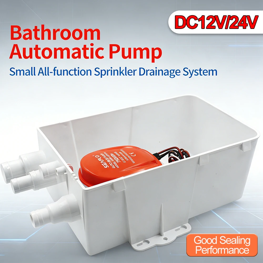 

DC12V/24V DC Drainage Pump, for RV and Yacht Shower Systems,Compact All-function Shower Drainage System Pump Kit