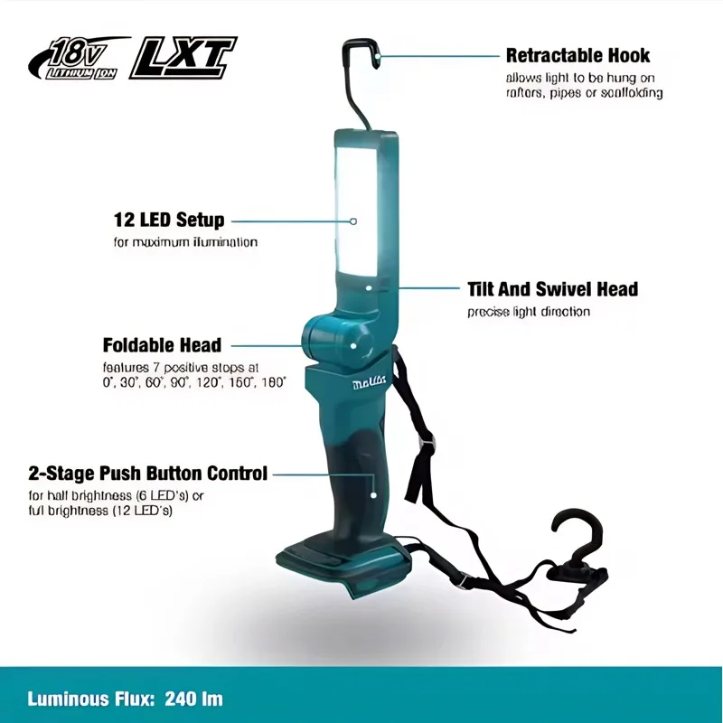 

Уличный светильник Makita 18V DML801, перезаряжаемый светодиодный фонарь DML801, складной фонарик 801