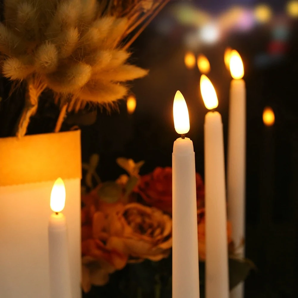 Led Flameless Taper Candles Flickering With 10-key Remote 11