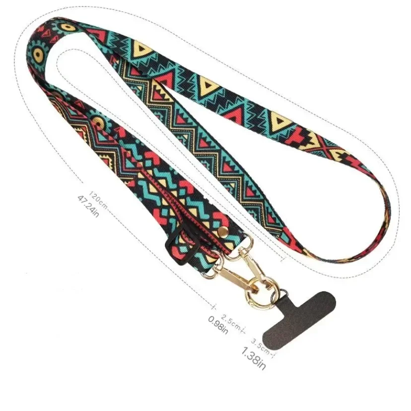 Mobile Phone Clip Antilost Retro Pattern Strap Crossbody Long Straps Adjustment Length Hanging Universal Neck Lanyard for IPhone