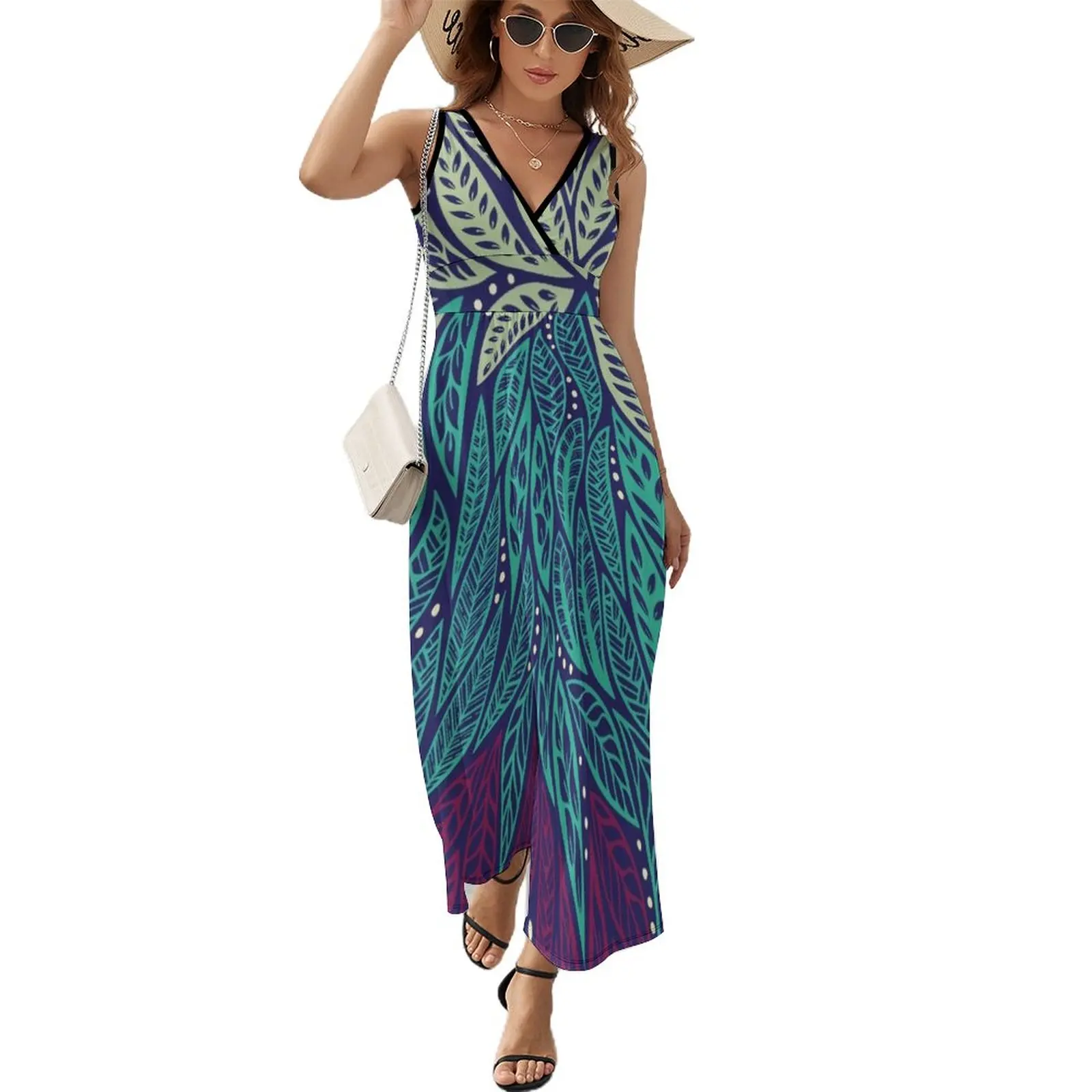 

Polynesian floral blue purple tattoo design Sleeveless Dress summer dresses women 2023 dresses for woman