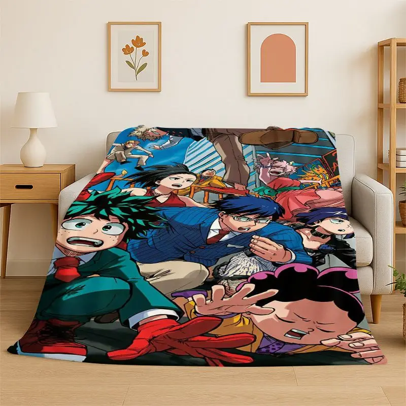 Cartoon My Hero Academia Deku Bakugou Anime Flannel Blanket Soft Warm Throw Blanket for Bedroom Living Room Bed Travel Picnic