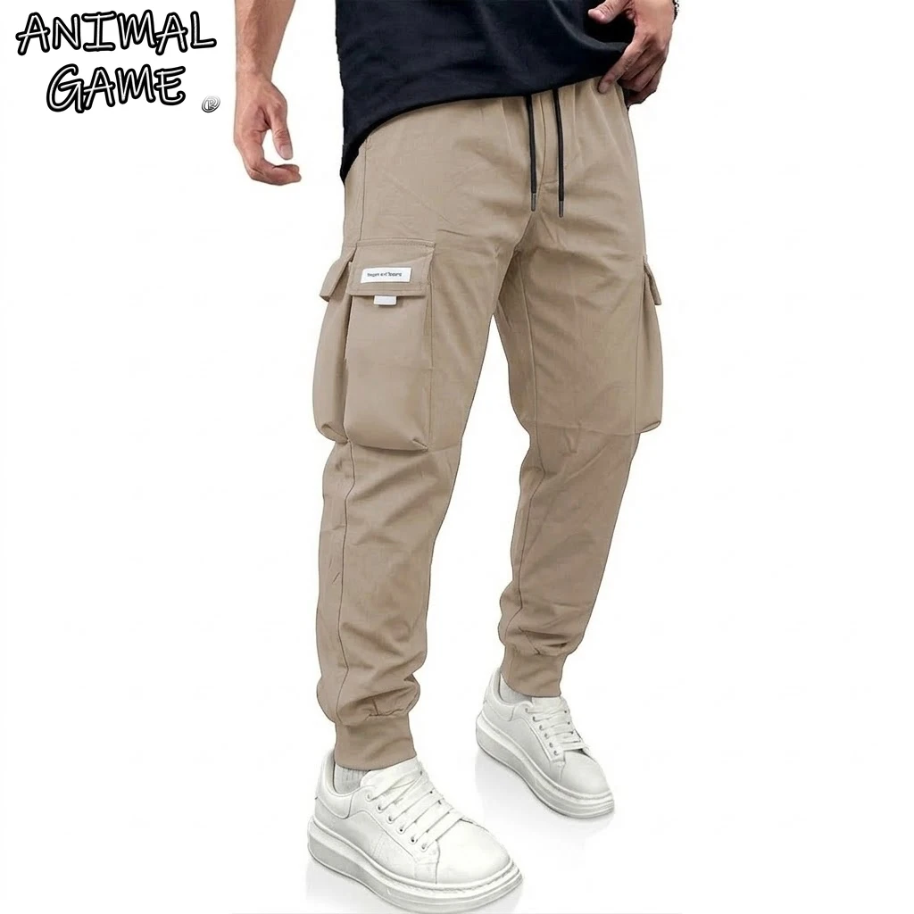 New Mens Casual Baggy Cargo Pants Loose Fit Drawstring Sweatpants Hiking Workout Joggers with Multi Pockets Sport Casual Trouser