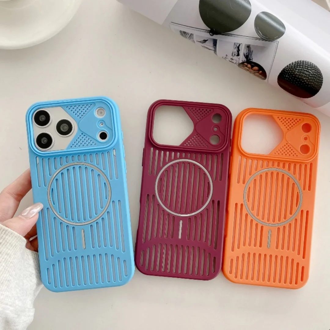 TPU Ultra Thin Cooling For Magsafe Phone Case For iPhone 18 17 16 15 14 13 Pro Max 14 17 16 18 Pro Heat Dissipation Hollow Cover