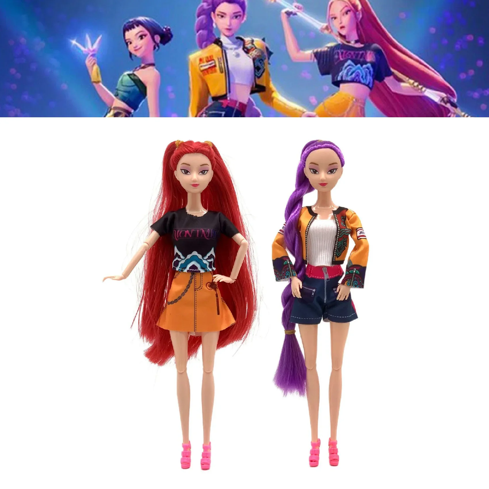 @_@11in Kpop Demon Hunters Action Figure K-POP Demon Slayer Vinyl Doll Rumi Zoey Mira Character vinyl figurine Fan Club Gifts_@