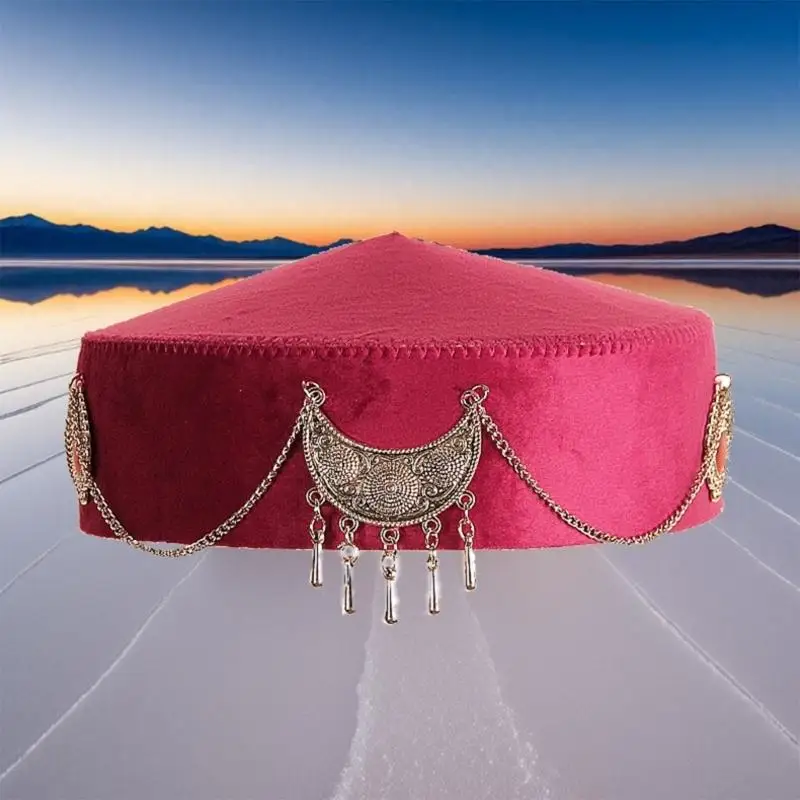 A52E Unique Kazakh Hat Costume Props Headwear for Collector and Cultural Event Lovers