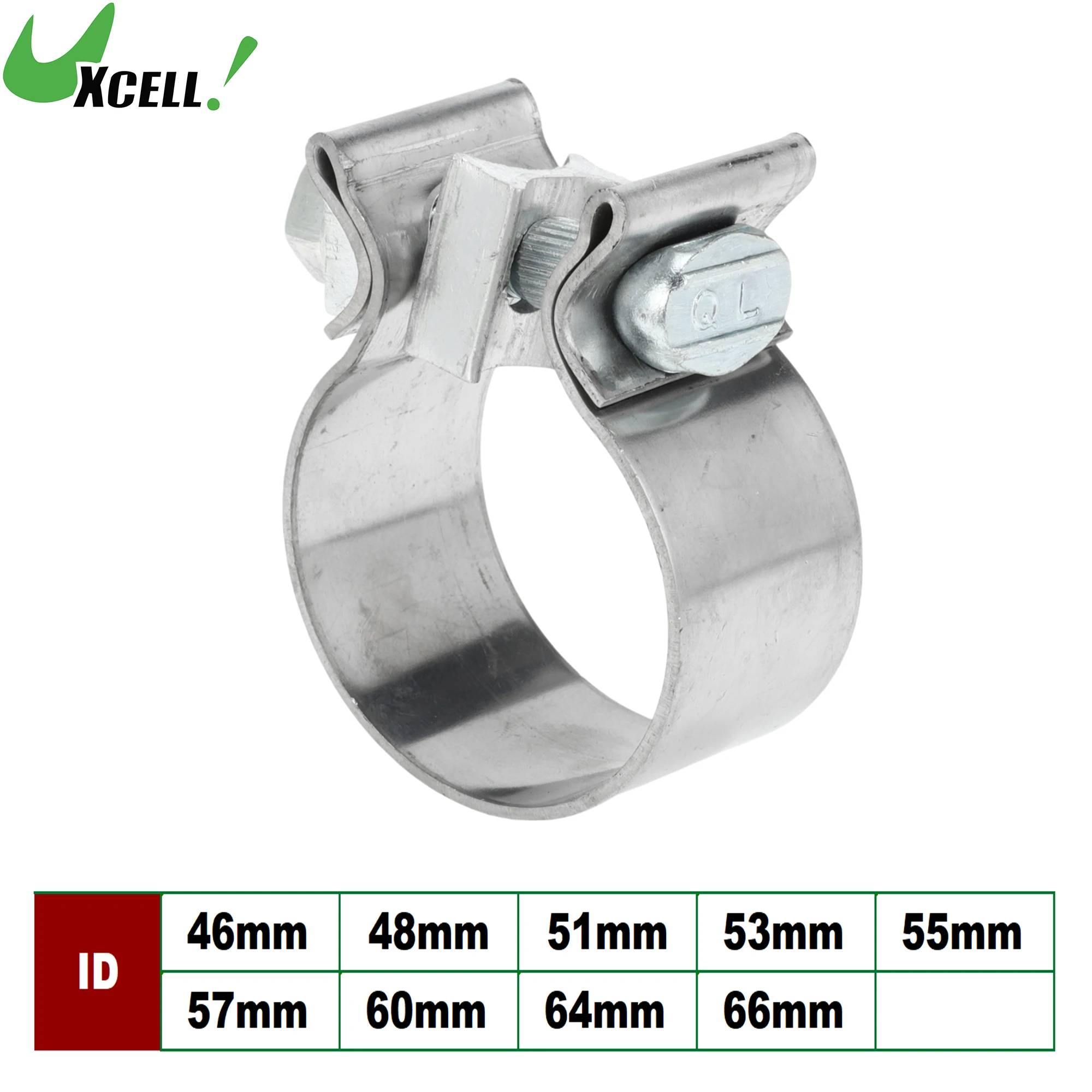 

UXCELL 46/48/51/53/55/57/60/64/66mm ID Exhaust Pipe Clamp Exhaust Muffler Tube Joint for Car Stainless Steel 30mm Long