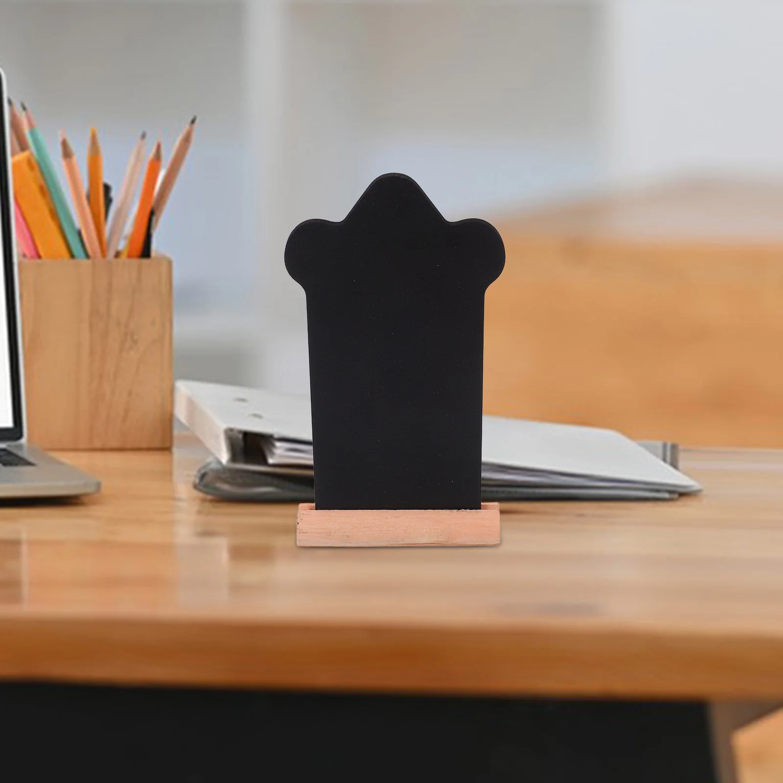 

16Pcs Mini Black Chalkboards Coffin Shape Double Sided Reusable Wood Base Tabletop Wedding Kitchen Food Display Message Boards