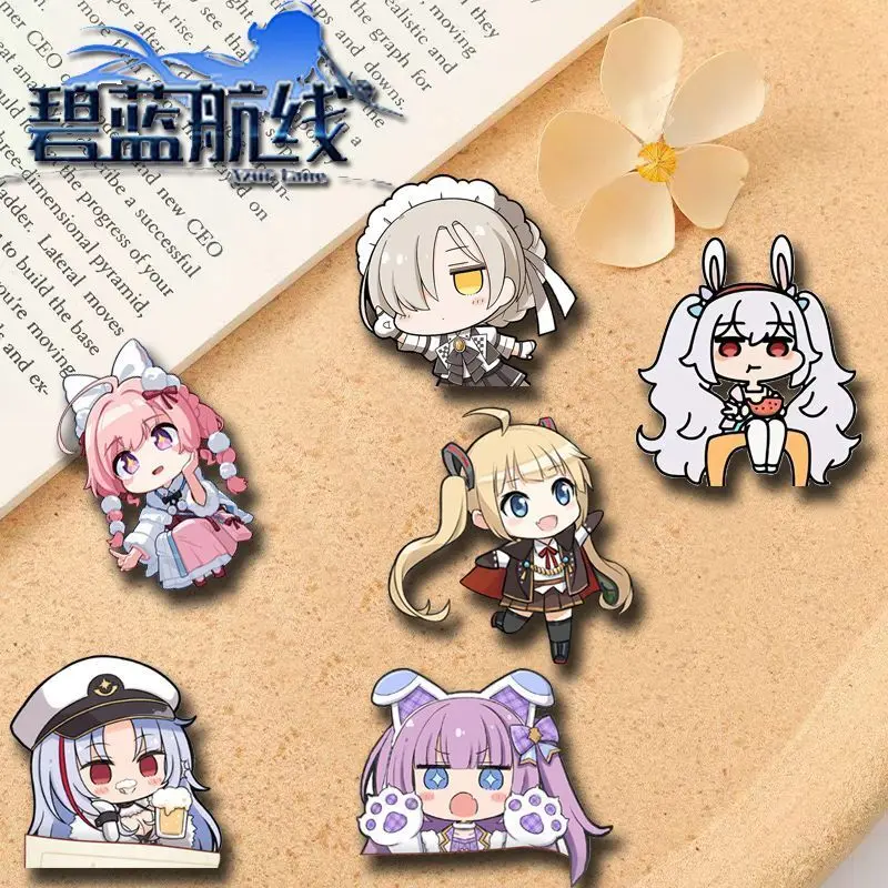 6PC Neue Anime Azur Lane Abzeichen Brosche Pin Kleidung Rucksack Dekoration Revers Personalisierte Brust Tag Student Geschenk