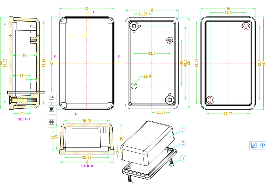 LK-C10 Diy Small Plastic Enclosure Electronic Project Box Distribution Box Gps Tracker Plastic Box 61x36x20mm