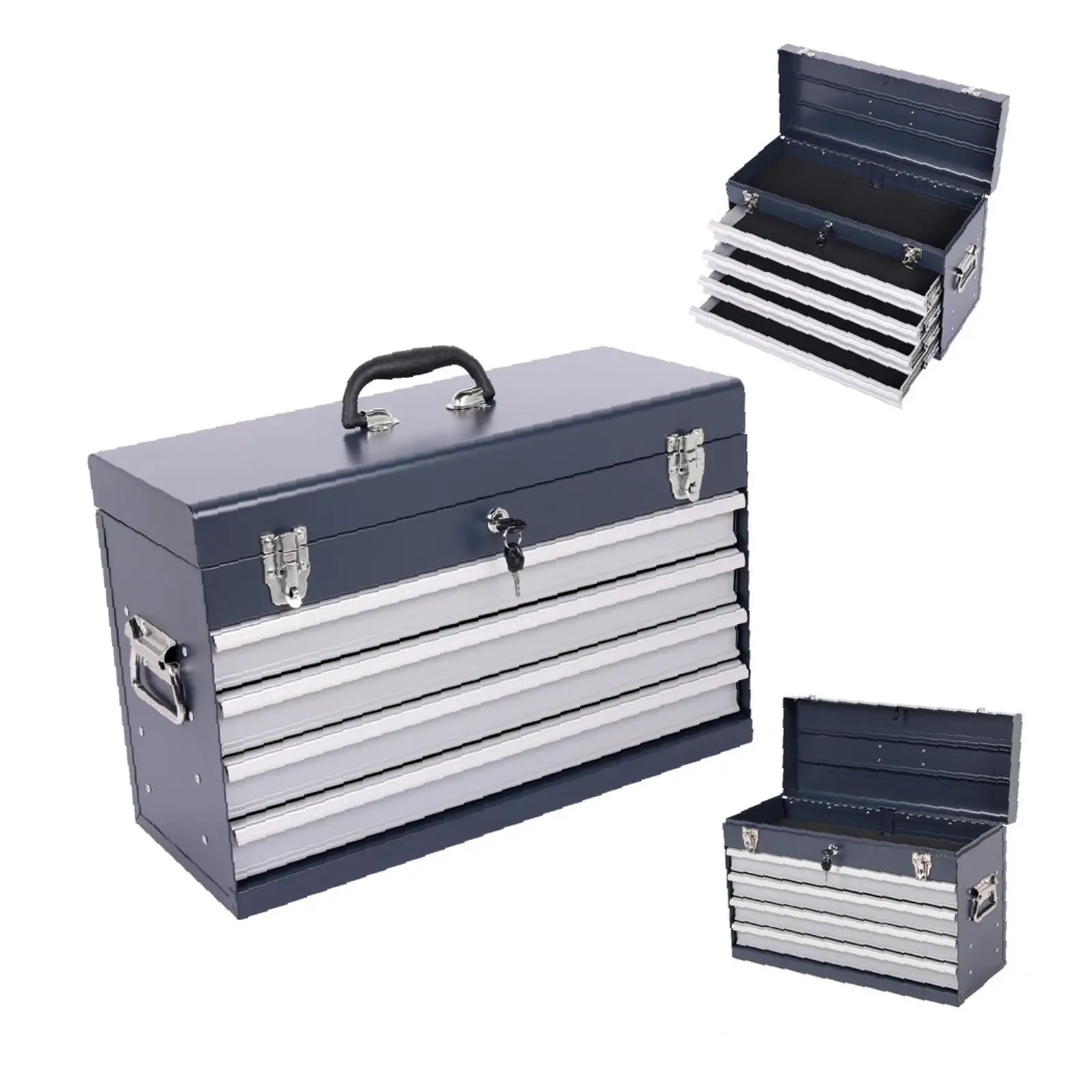 

Large 21 Inch Steel Tool Chest Locking Powder Coated Ball Bearing Drawers Organizer for Workshop Use