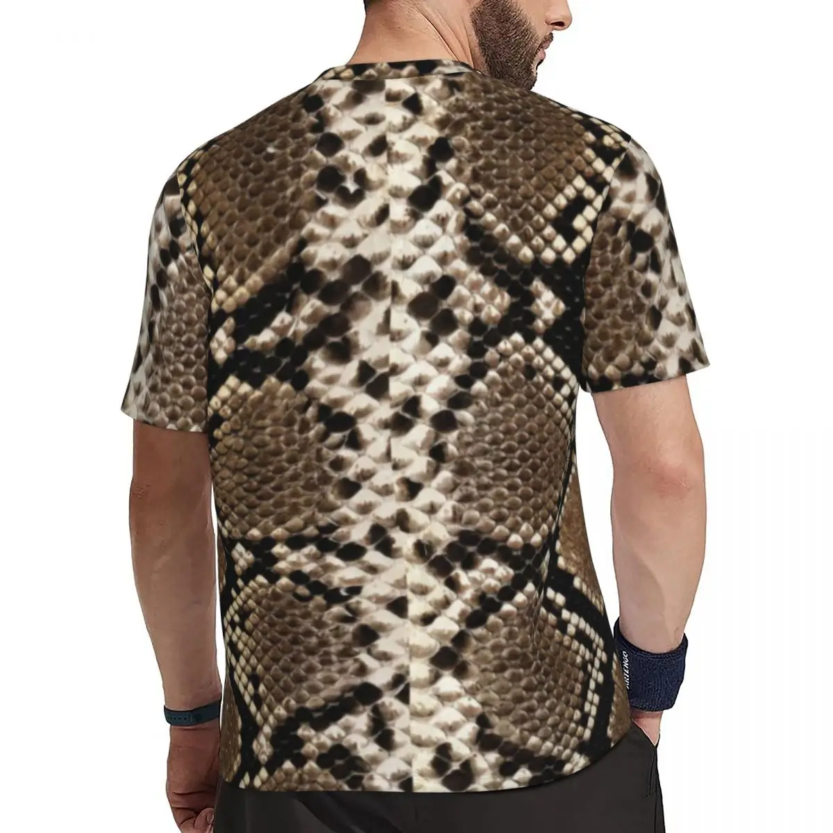Black Snakeskin Gym T Shirt Summer Snake Scale Print Y2K Basic T-Shirts Popular Tee Shirt For Man Custom Clothing Plus Size