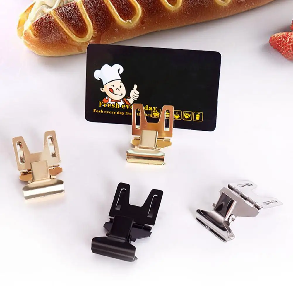 Stainless Steel 10Pcs Useful Price Tag Paper Card Display Sign Holder Lightweight Price Tag Holder Reusable   for Dessert Shop