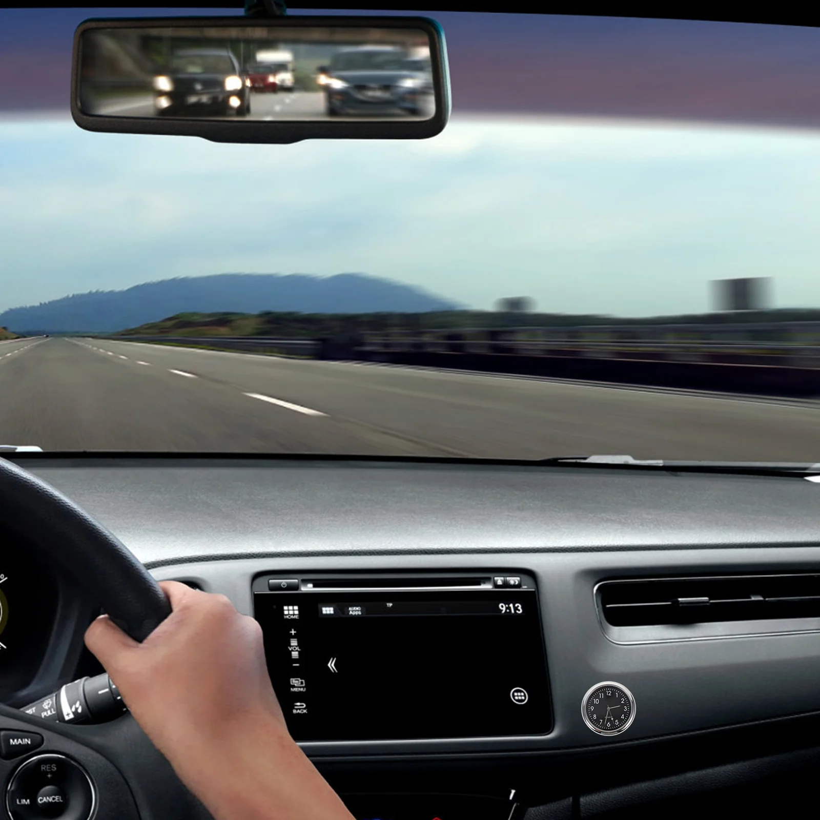 

Car Dashboard Black Mini Digital Dash Clock Luminous Pointer For Auto Interior Adhesive Mount Compact Lightweight Design For