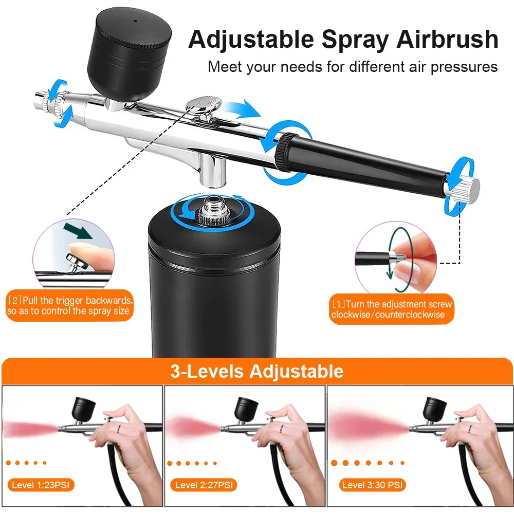 Portable Wireless Airbrush Rechargeable With Compressor Auto Action Spray Gun for Face Beauty Nail Art Tattoo Craft Cake Paint