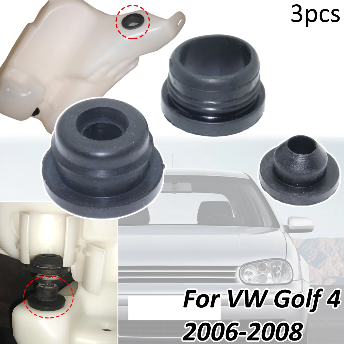 

Washer Pump Grommets Windscreen Windshield Headlight Rubber Seal Gasket Reservoir Water Bottle Leaking For VW Golf 4 2006-2008