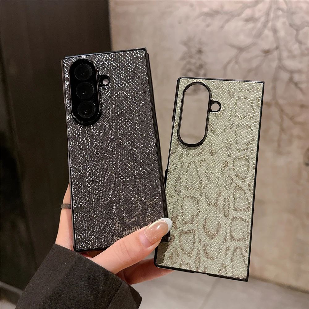 Snakeskin Textured Fashion Case for Samsung Galaxy ZFold7 ZFold3 Z Fold 8 7 6 5 4 ZFold5 ZFold4 ZFold6 Back Phone Cover