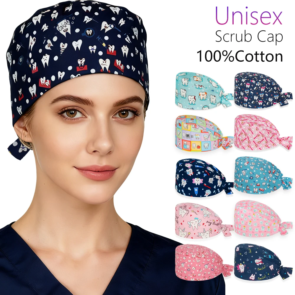 New Dentisry Scrub Cap for Women and Men 100% Cotton Dental Clinic Hospital Hats Operating Room Medical Dentist Surgical Caps