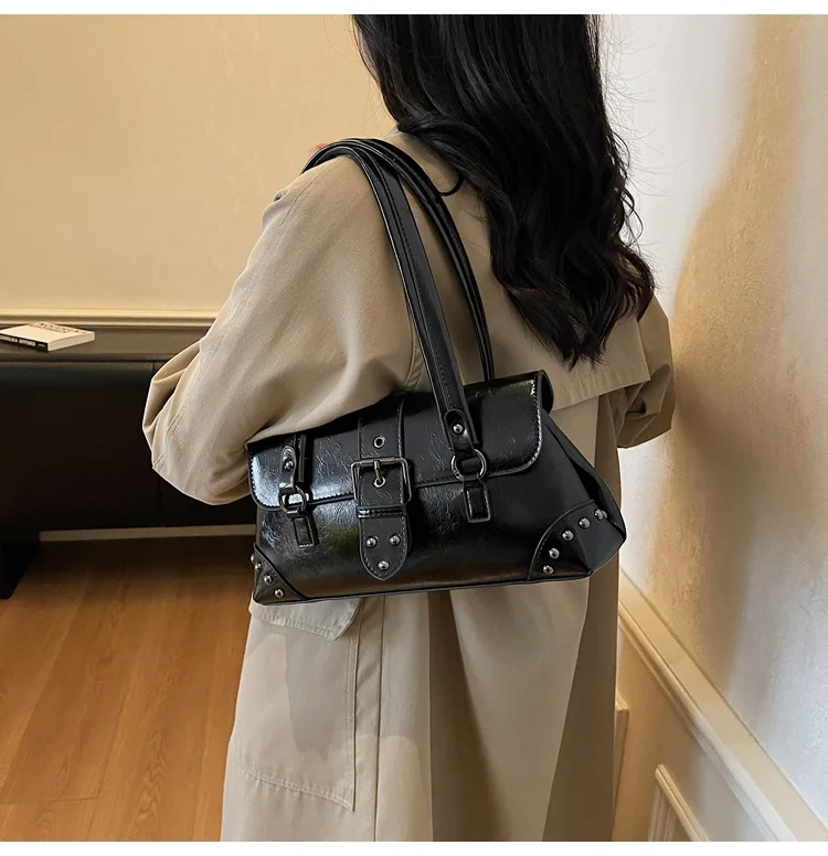 حقيبة نسائية كاجوال ببرشام - حقيبة كتف عصرية متعددة الاستخدامات تحت الإبط