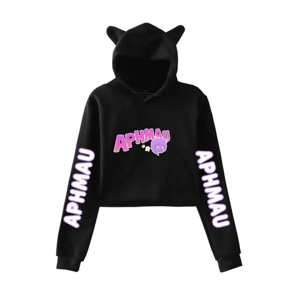 

Men Hoodie Aphmau Logo Merch Print Cat Cropped Hoodies Women Girl Long Sleeve Hooded Pullover Crop Tops Loose Clothes