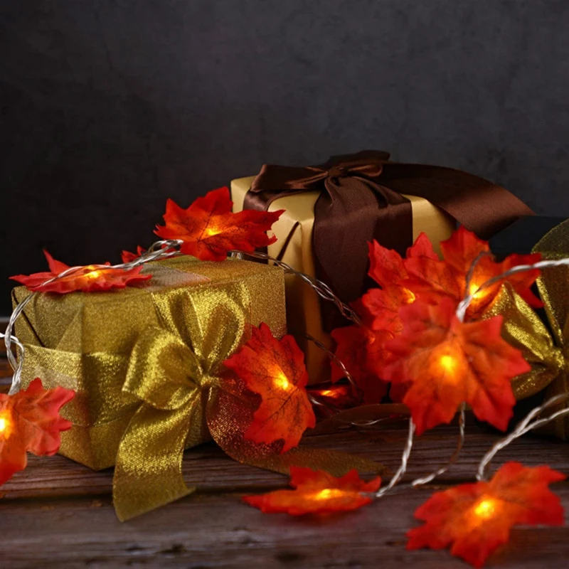 Artificial Maple Leaf LED Light Cordas Guirlanda, Família DIY Vestido De Férias, Atmosfera De Outono, 300cm