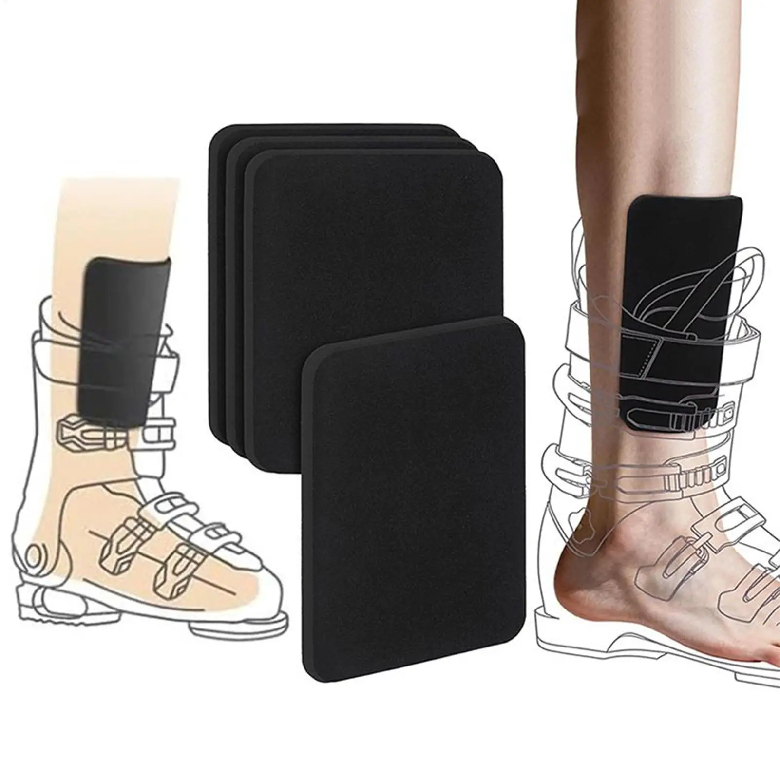 Caneleira de esqui 4 peças, forro de bota, acolchoamento elástico, proteção caneleira para snowboard, adolescentes, adultos, esquiadores, entusiasta de snowboard