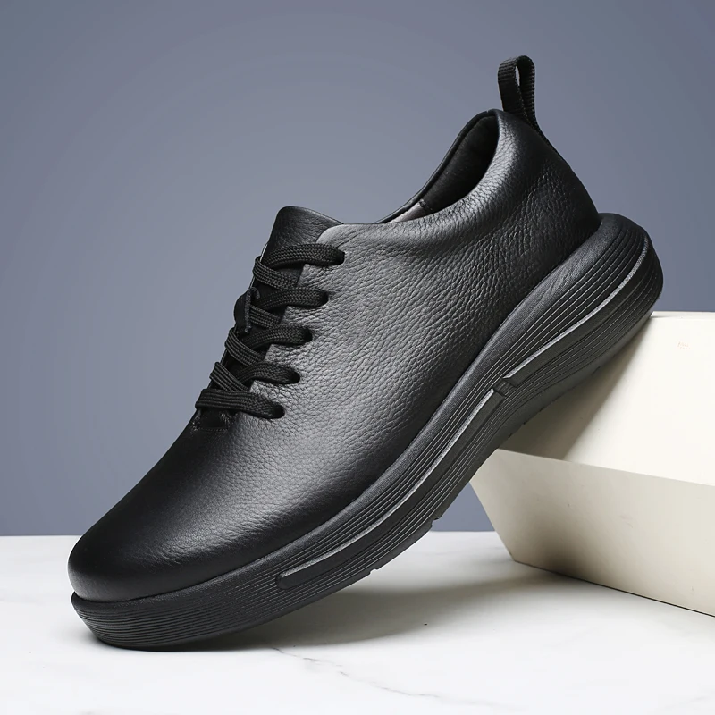 Men's Genuine Leather Casual Shoes Handmade Cowhide Oxford White Simple Lace Up Flat Shoes for Man Business Driving Dress Shoes