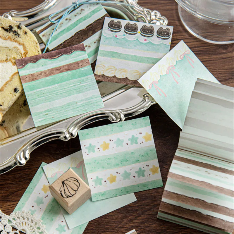 100 Sheets Sweet Cake Memo Pad Cute Fruit Dessert Notepad Scrapbooking Journal Decorative Note Paper Stationery for Diary Album