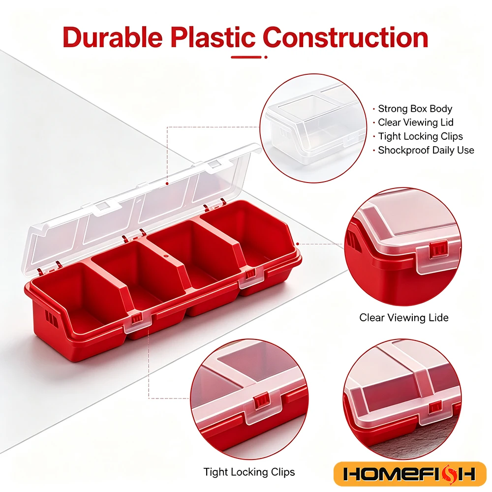 Aufbewahrungsbox mit mehreren Fächern, robuste Kunststoff-Organizerbox für Schrauben, kleine Teile, Werkzeug und Schmuck, 1 Stück. – Detail 1