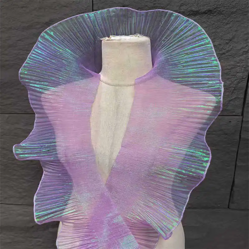 Pleated Large Lace Iridescent Gradient Organza Fabric for DIY Decorative Designer Accessories Cloth Diy Sewing By The Meter view 2