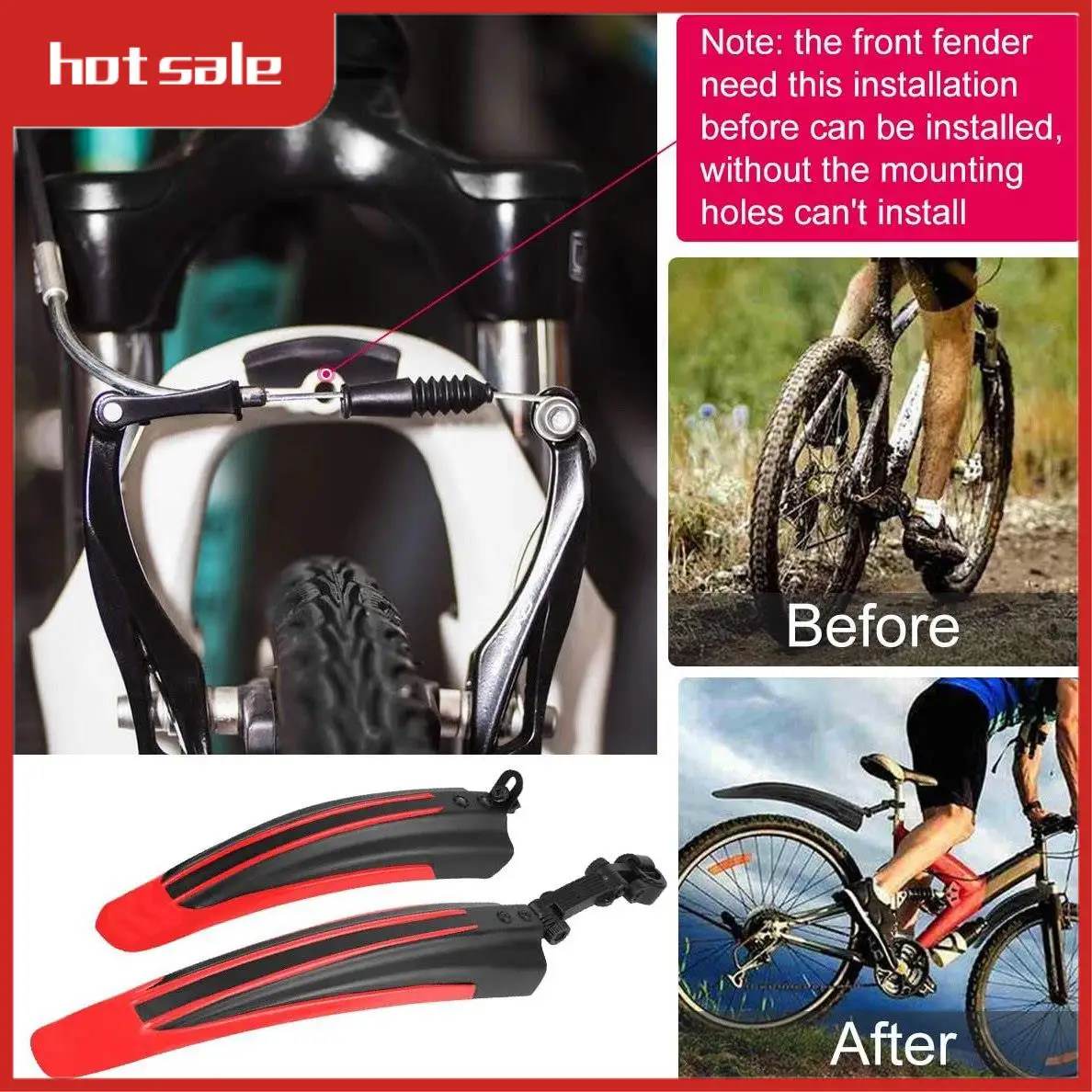 

AC22-Bike Mudguard Set Portable Adjustable Road Mountain Bike Bicycle Cycling Tires Front And Rear Mud Guard