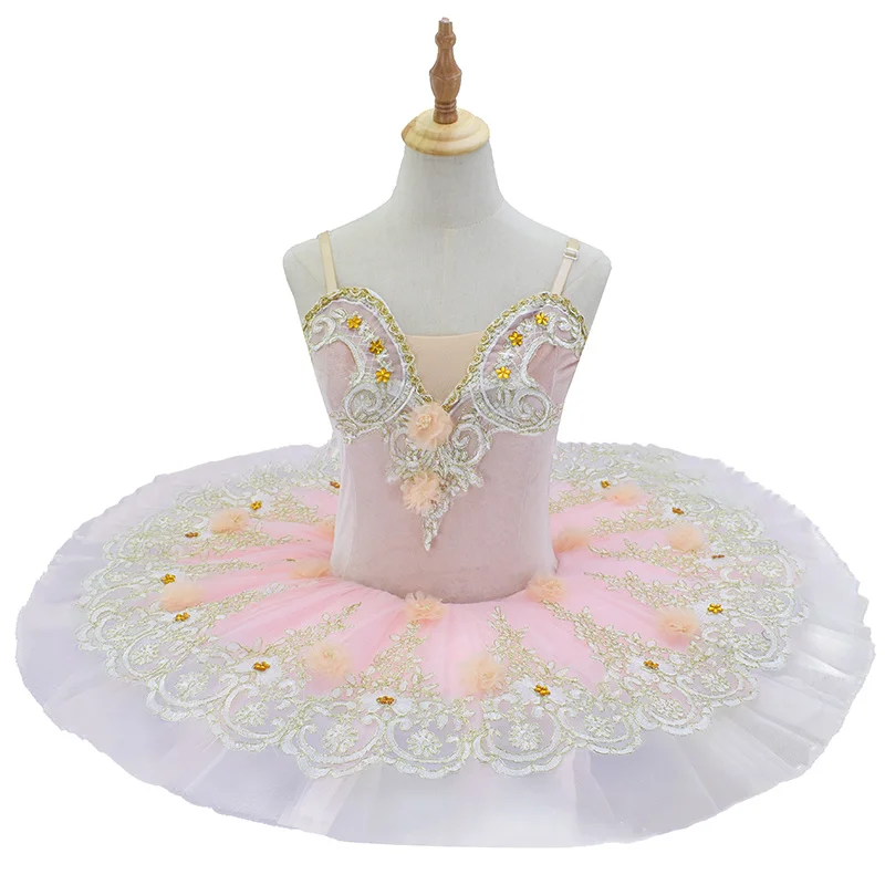 Disfraz de Ballet de Lago de los cisnes blancos para niños, tutú de Ballet profesional, falda de tutú de plumas para niñas