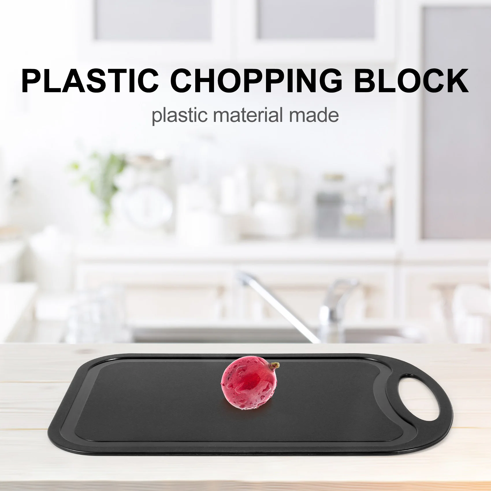 J1UL1N บล็อกสับพลาสติกเขียงผักเนื้อลื่นป้องกันน้ําล้นพร้อมเขียง Hang Hole