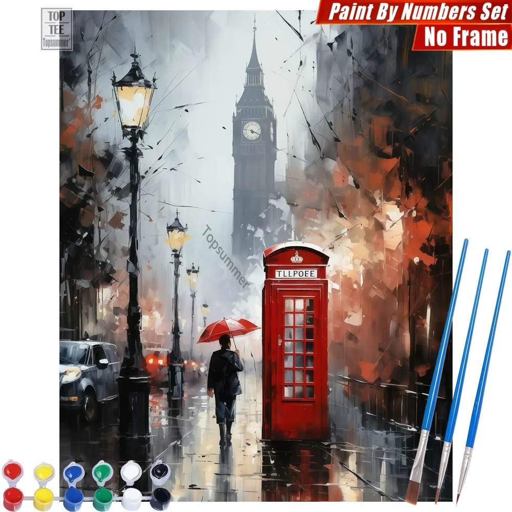 

Rainy London street DIY Digital Oil Painting Set - Scene atmospheric iconic Home Decor Easter Gift For Colleague