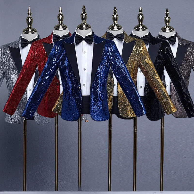 

Boys Sequin Dance Jacket Kids Choir Shining Blazer Formal Dress Suit Child Wedding Party Top Clothes Toddler Performance Costume