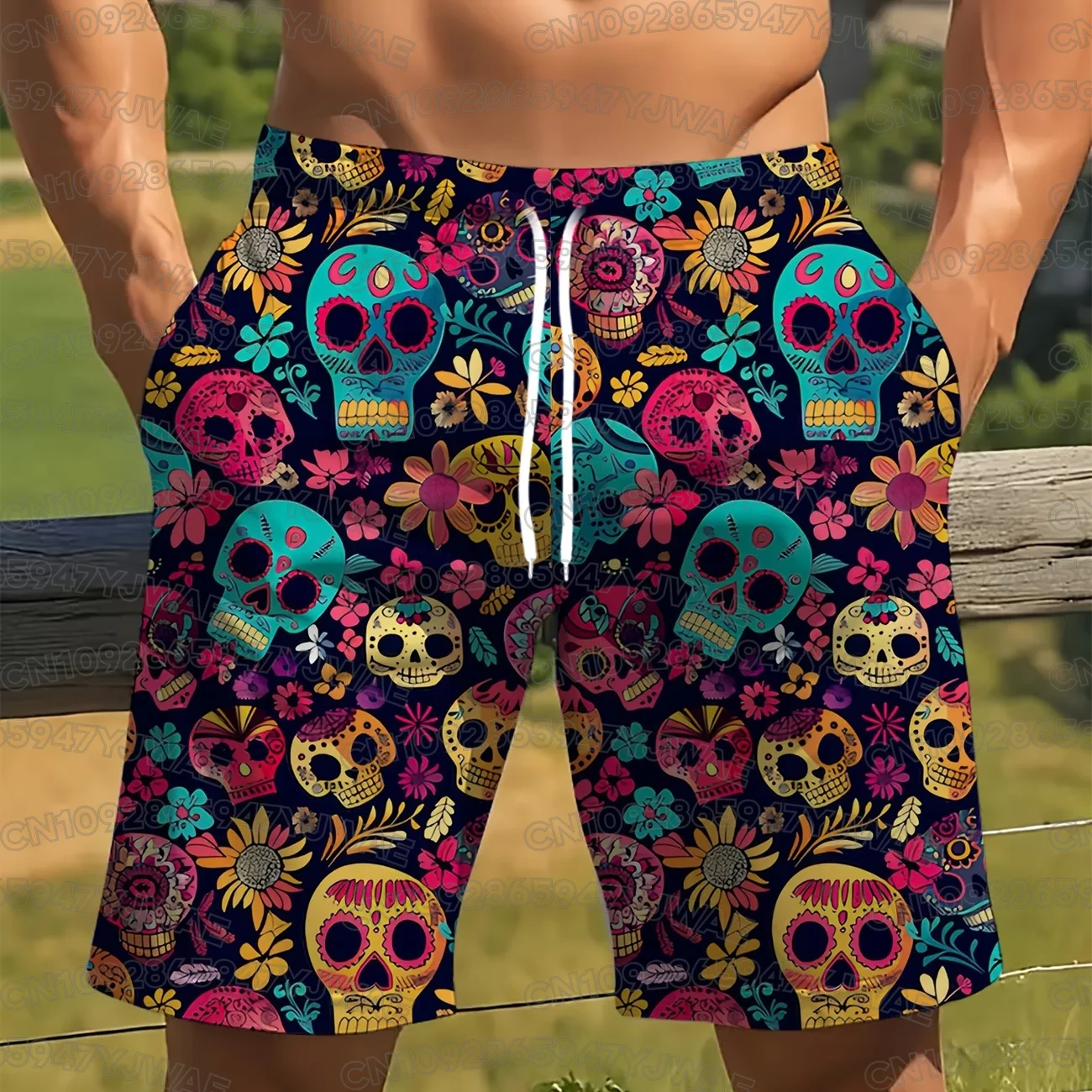

Men's Quick-Dry Sports Short Lightweight Breathable Swim Shorts Mexican Skull Gym Beach Running Summer Casual Shorts
