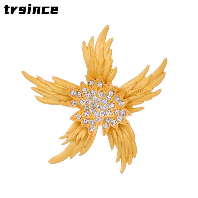 Vintage Luxury Flame Starfish Brooch Marine Life Rhinestone Premium Corsage Blazer Jacket Collar Pin Unisex Badges