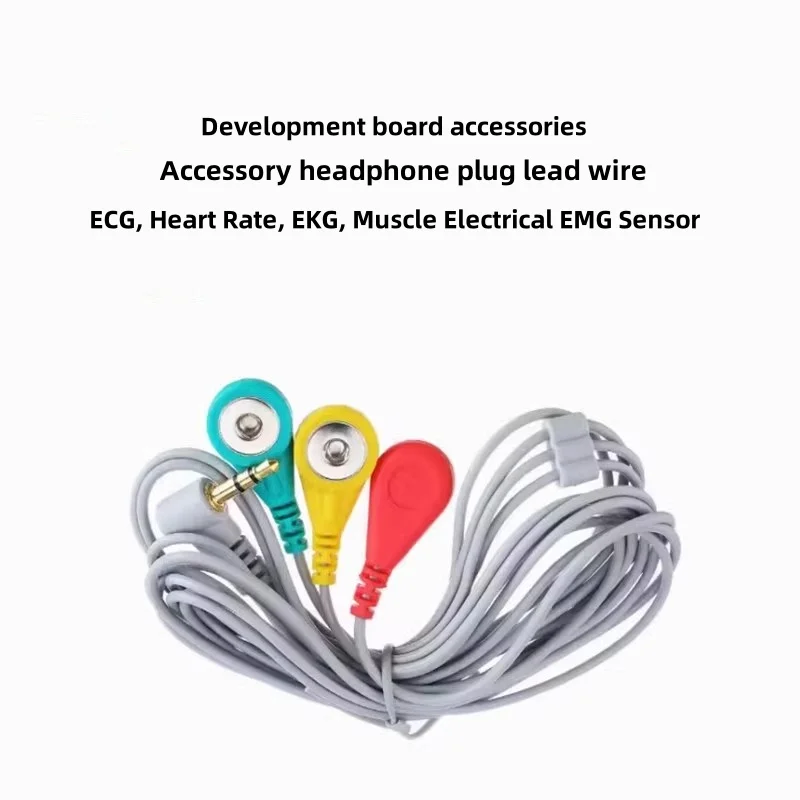 ملحقات مستشعر EMG الكهربائية للعضلات ، قابس سماعة الأذن ، سلك الرصاص ، ملحقات لوحة التطوير ، ECG ، معدل ضربات القلب ، EKG #1