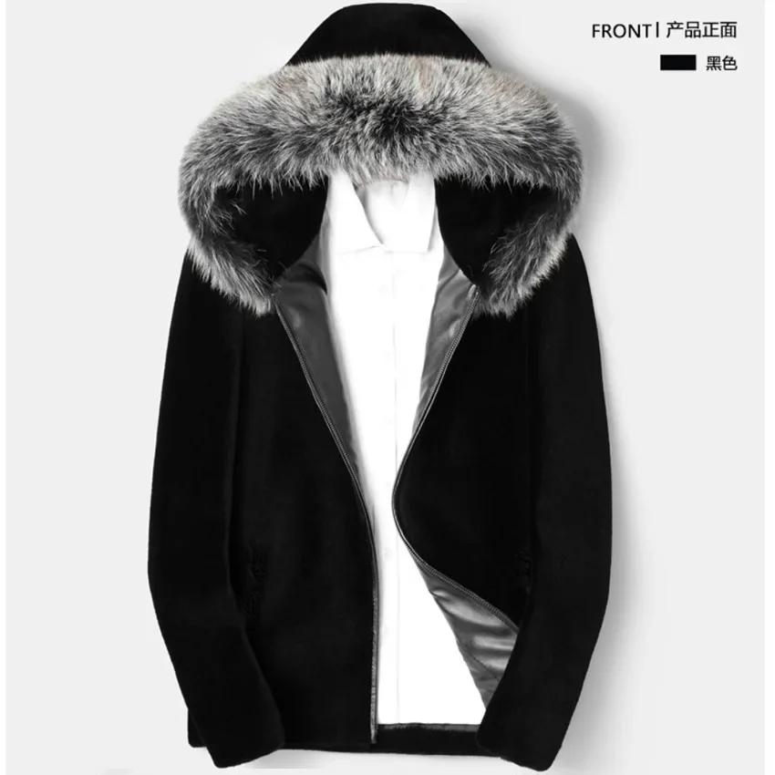 

Luxury Brand Autumn Winter Faux Fur Coat Men Hooded Zipper Long Sleeve Mens Fur Jacket Coat Business Windproof Thick Warm Tops