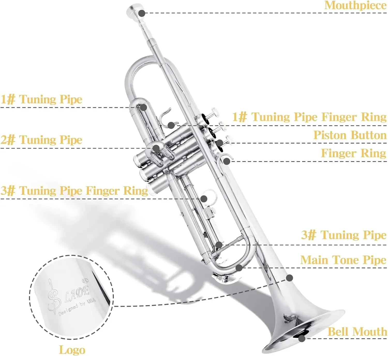 Bb b flache Trompete profession elle Messing-Trompete mit Mundstück handschuhen Reinigungs tuch Riemen Fall Musik instrument Zubehör