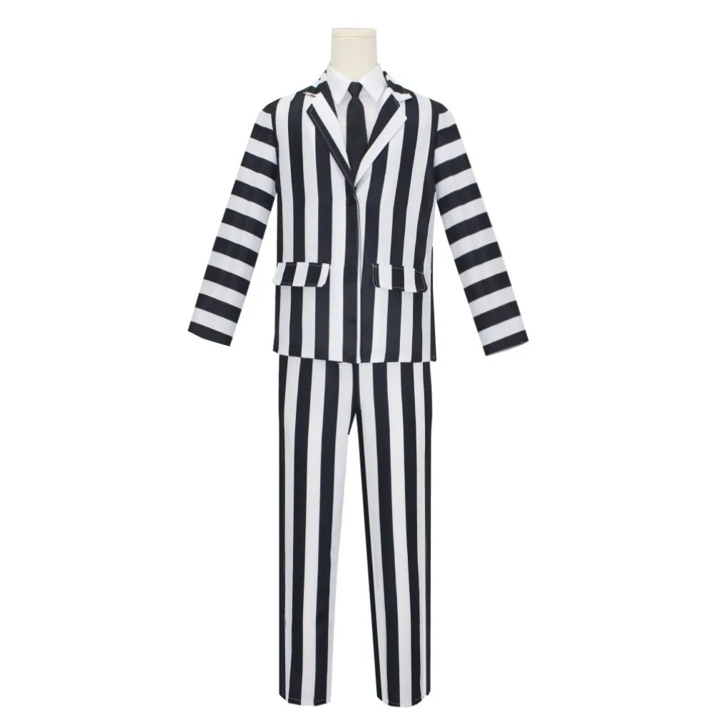 Halloween Cosplay Beetle Juicee Costume Black and White Striped Suit Lydia Red Wedding Dress Horror Movie Halloween Scary Ghost