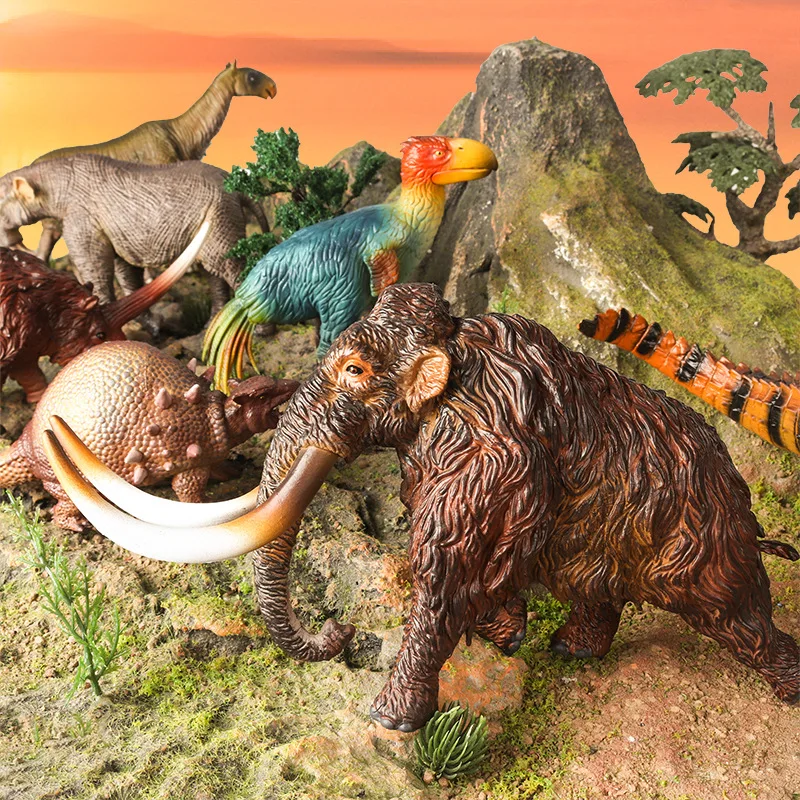 Oryginalny, realistyczny model stworzenia z dawnych czasów, figurki zwierząt wymarłych, figurki akcji: wełniany mamut, smilodon, kolekcja, zabawka dla dzieci.