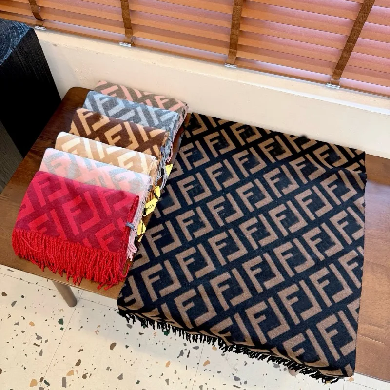 

Autumn and winter warm high quality wool scarf coffee letter cashmere shawl Internet celebrities with the same double-sided