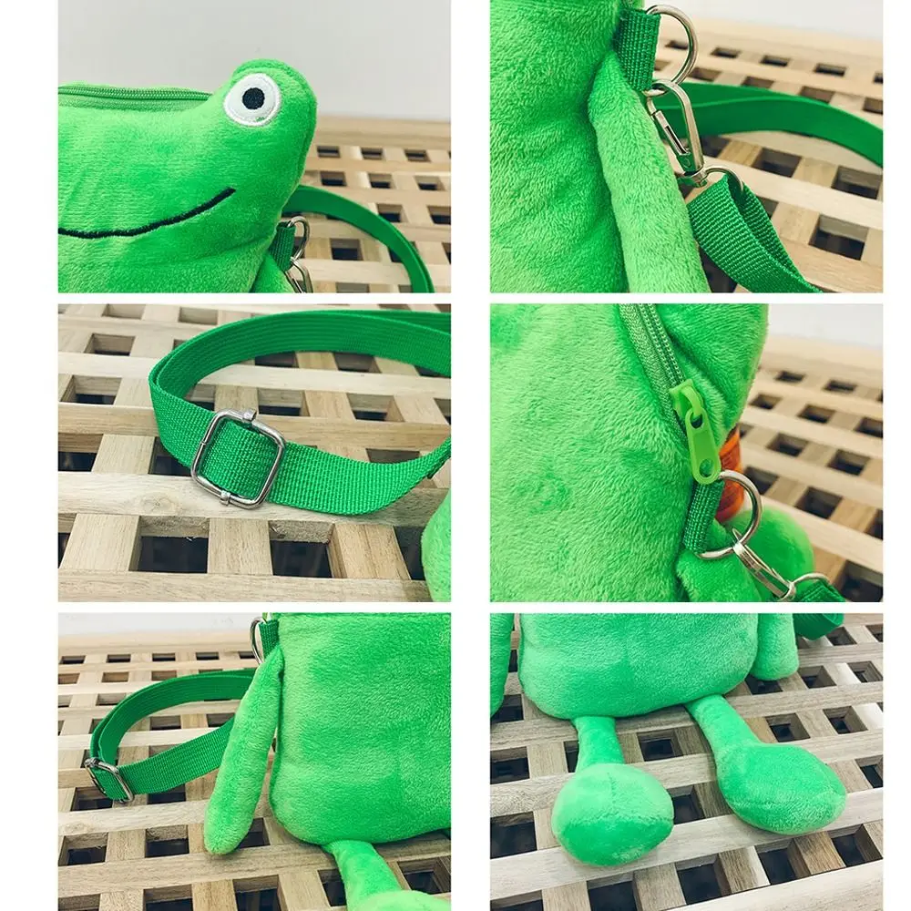 Cute Frog Plush Crossbody Bag Women Shoulder Bag Purses Messenger Bag Funny Cartoon Plush Bag Phone Bag