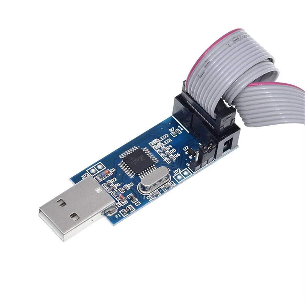 USBASP USBISP AVR Programmer 10Pin To 6 Pin Cable USB ISP USB ASP ATMEGA8 ATMEGA128 ATtiny CAN PWM Support Win7 64K 64 64Bit